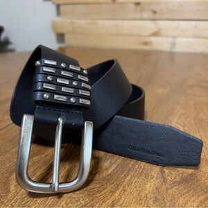 Calvin Klein Menswear Black Synthetic Leather Silver tone studded Detail size L